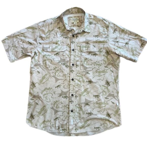 Cabela’s Fishing Shirt with hook and loop closures on pockets and back. Size L. - Picture 1 of 12